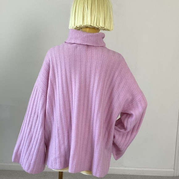 Millly Pink Cashmere Pearl Turtle Neck Sweater S - Picture 3 of 5